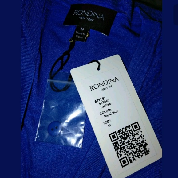 Rondina Designer Cardigan Royal Blue Loose Upper Fitted at Hips Button Up Medium - Picture 7 of 9
